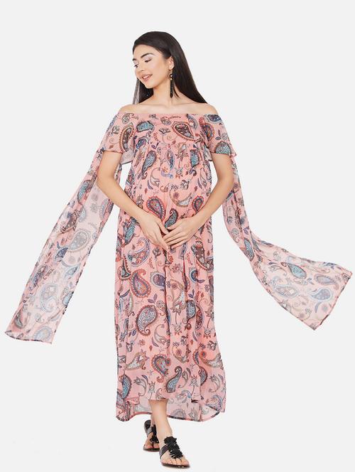 printed cape sleeve maternity dress - 19409288 - Very Small Image - 1