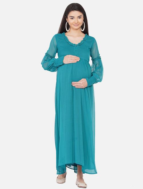 green fit & flare maternity dress - 19409299 - Very Small Image - 1