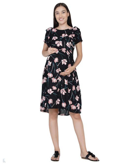 floral print fit & flare maternity dress - 19409316 - Very Small Image - 1