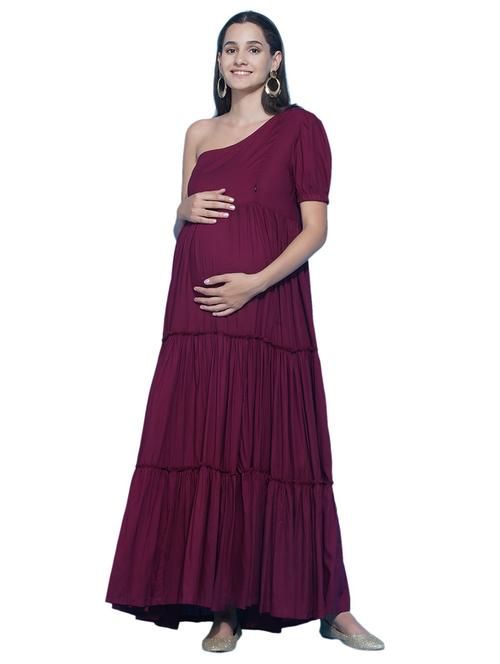 marron one shoulder maternity dress - 19409317 - Very Small Image - 1