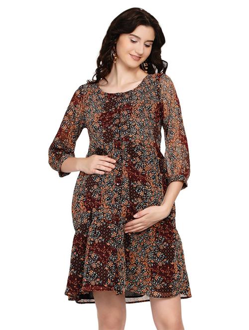 floral print a-line maternity dress - 19409328 - Very Small Image - 1