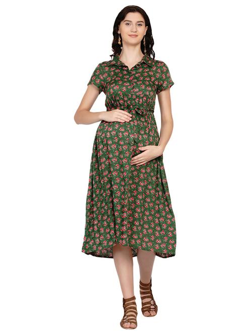 floral print fit & flare maternity dress - 19409333 - Very Small Image - 1