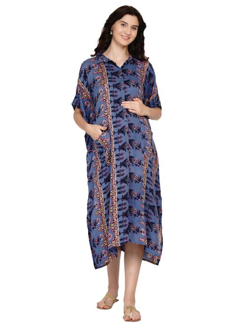 floral print side slit maternity dress - 19409334 - Very Small Image - 1