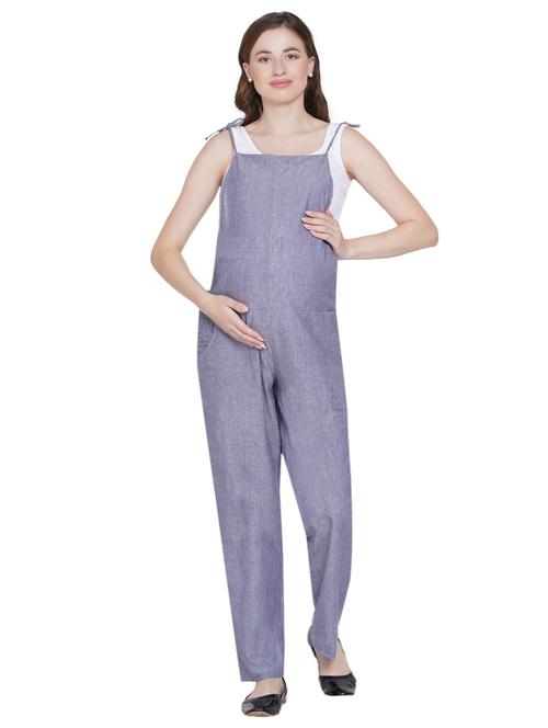 grey cotton maternity jumpsuit - 19409352 - Very Small Image - 1