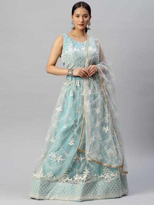 green embellished flared lehenga - 19409363 - Very Small Image - 1