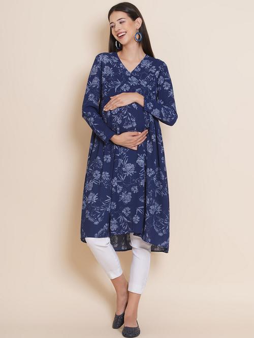 navy blue printed maternity wear - 19409506 - Very Small Image - 1