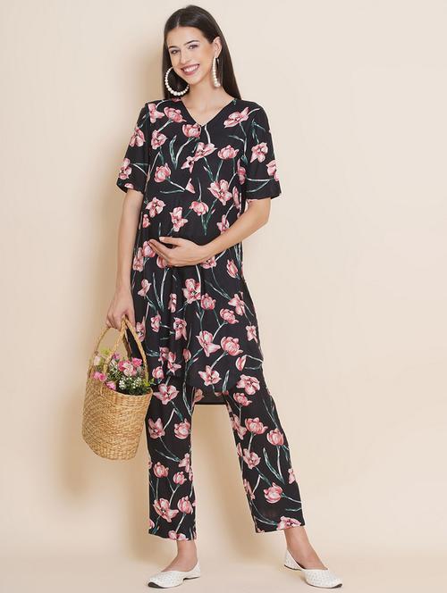 black printed maternity wear - 19409513 - Very Small Image - 1