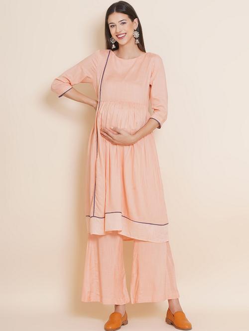 pink solid maternity wear - 19409518 - Very Small Image - 1