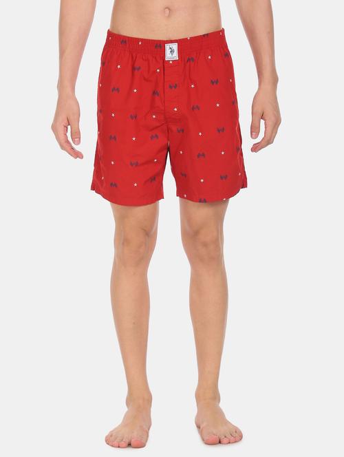 red printed cotton boxer short - 19411097 - Very Small Image - 1