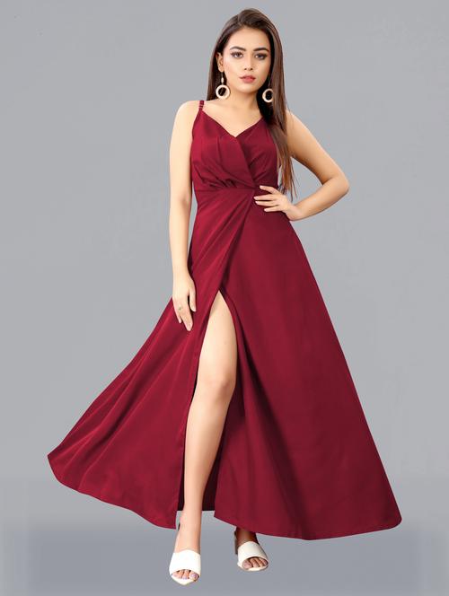 solids crepe a-line dress - 19411558 - Very Small Image - 1