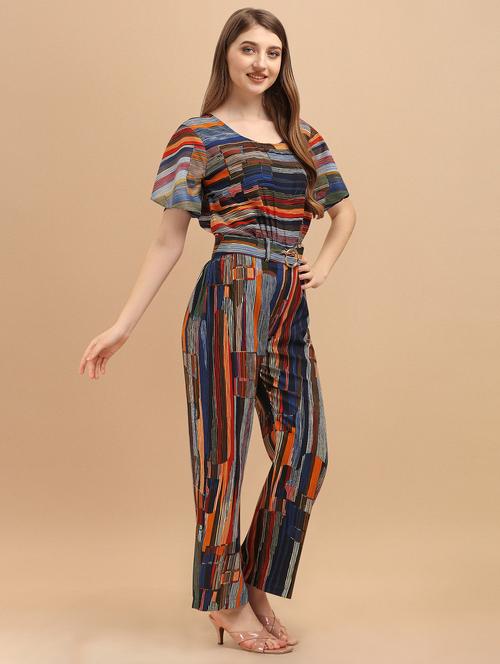printed rayon full leg jumpsuit - 19411583 - Very Small Image - 1