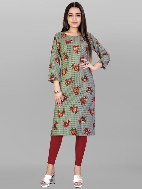 printed straight kurta - 19411642 - Very Small Image - 1