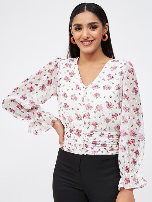 florals print polyester regular top - 19411678 - Very Small Image - 1