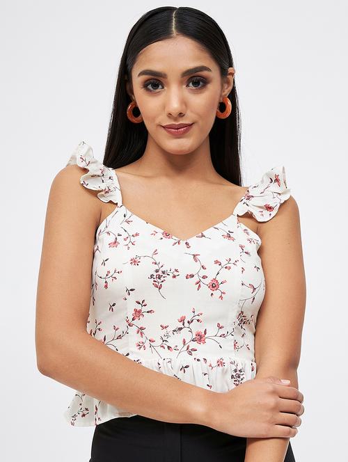 florals print rayon crop top - 19411723 - Very Small Image - 1