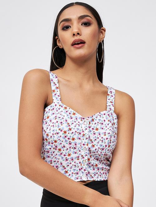 florals print rayon crop top - 19411739 - Very Small Image - 1