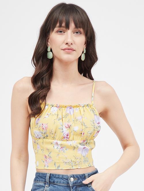 florals print georgette crop top - 19411742 - Very Small Image - 1