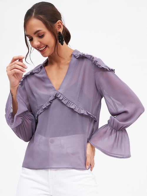 solids georgette regular top - 19411808 - Very Small Image - 1