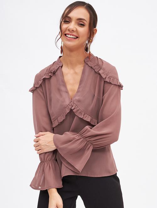 solids georgette regular top - 19411809 - Very Small Image - 1