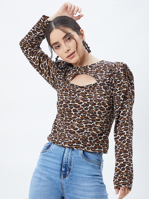 printed crepe regular top - 19411818 - Very Small Image - 1