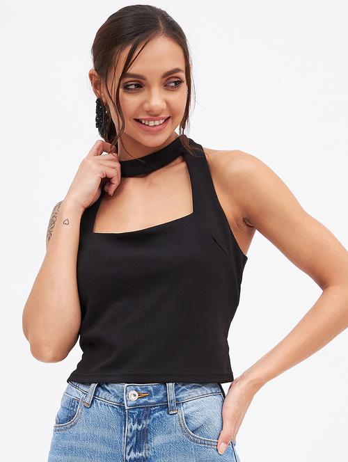 solids polyester crop top - 19411824 - Very Small Image - 1