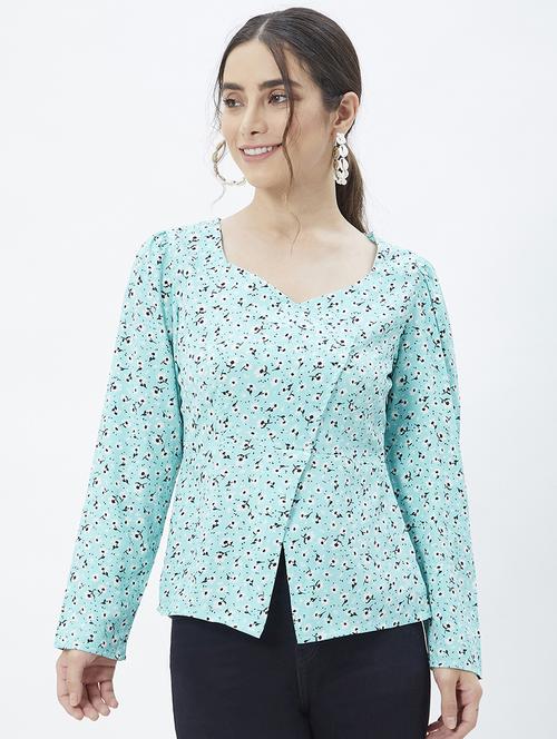 florals print polyester peplum top - 19411831 - Very Small Image - 1