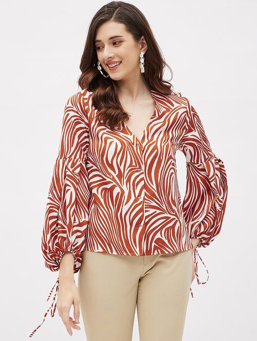 printed crepe regular top - 19411879 - Very Small Image - 1