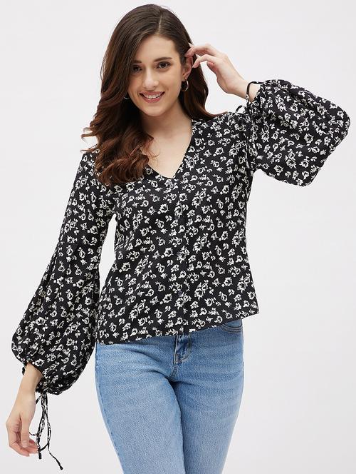 florals prints crepe regular top - 19411881 - Very Small Image - 1