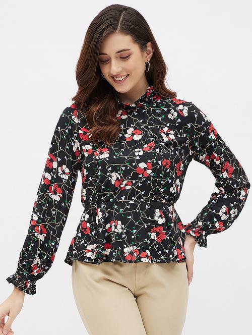 florals prints crepe regular top - 19411887 - Very Small Image - 1