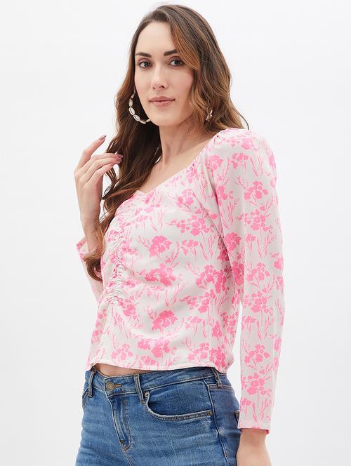 florals prints polyester crop top - 19411914 - Very Small Image - 1