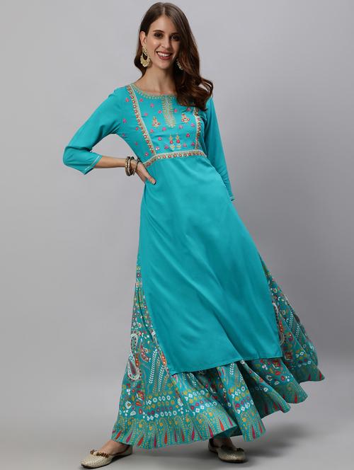 women embroidered kurta with skirt set - 19412379 - Very Small Image - 1