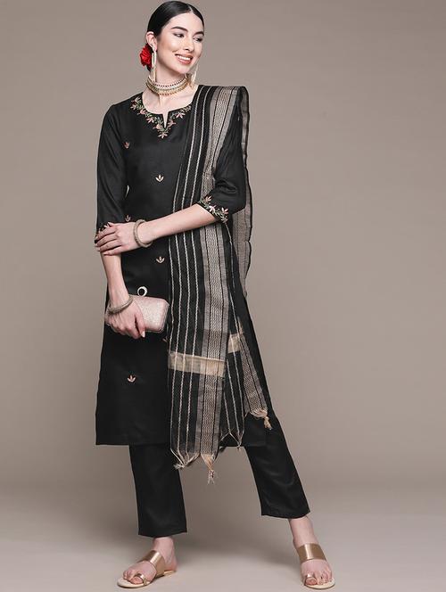 women black kurta pant set with dupatta - 19412579 - Very Small Image - 1