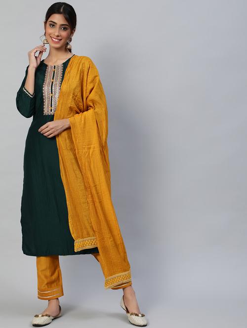 embroidered kurta with trouser set - 19412591 - Very Small Image - 1