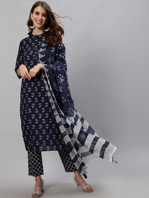 printed kurta with trouser set - 19412592 - Very Small Image - 1
