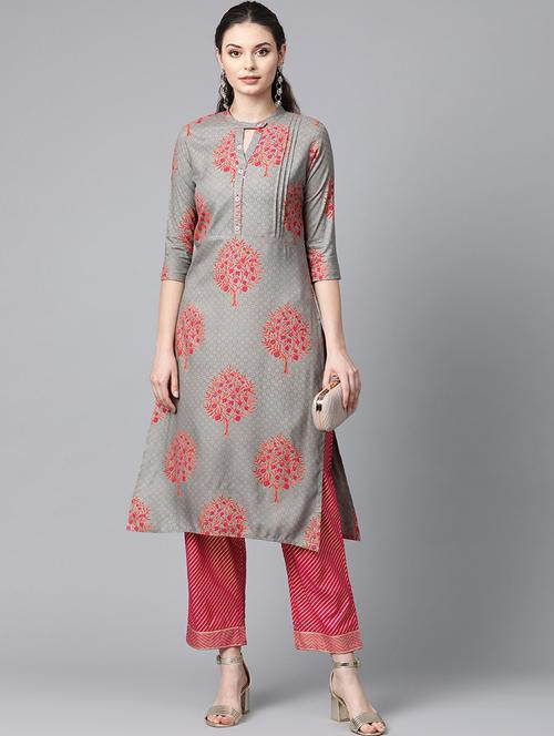 printed kurta with trouser set - 19412606 - Very Small Image - 1