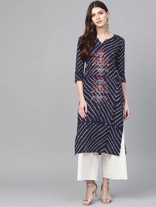 printed kurta palazzo set - 19412608 - Very Small Image - 1