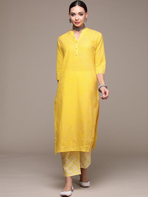 yellow printed ethnic combos set - 19412670 - Very Small Image - 1