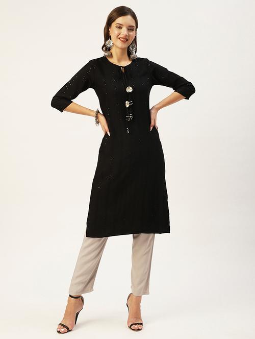 black embroidered ethnic combos set - 19412676 - Very Small Image - 1