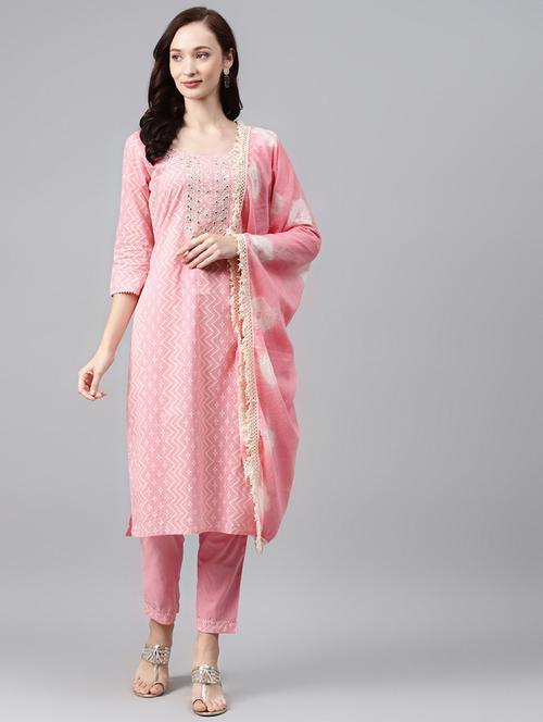 pink printed ethnic combos set - 19412682 - Very Small Image - 1
