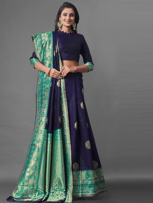 dark blue silk saree - 19413107 - Very Small Image - 1
