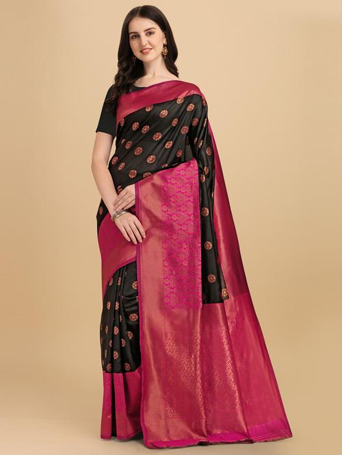 self design banarasi saree with blouse - 19413247 - Very Small Image - 1