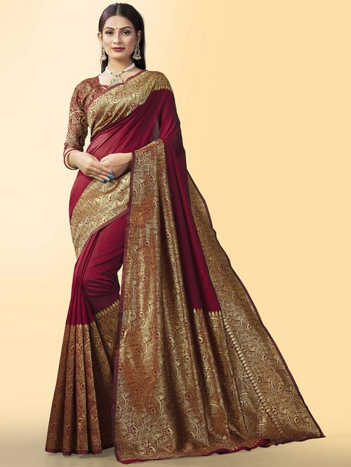 self design kanjivaram saree with blouse - 19413281 - Very Small Image - 1