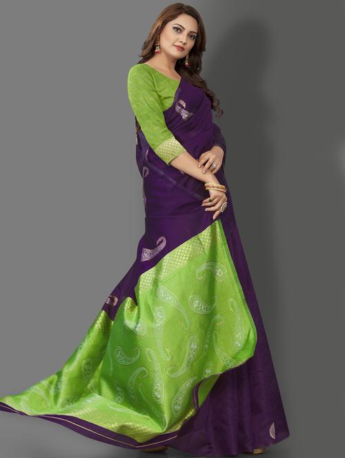 self design banarasi saree with blouse - 19413299 - Very Small Image - 1