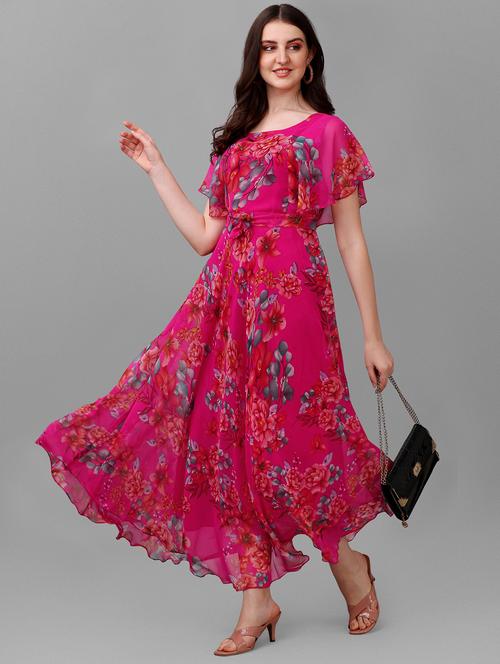 round neck floral maxi dress - 19413726 - Very Small Image - 1