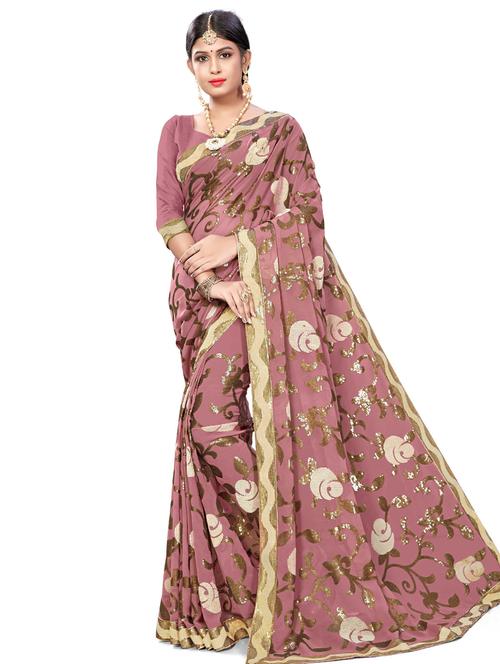 maroon self design saree - 19413869 - Very Small Image - 1