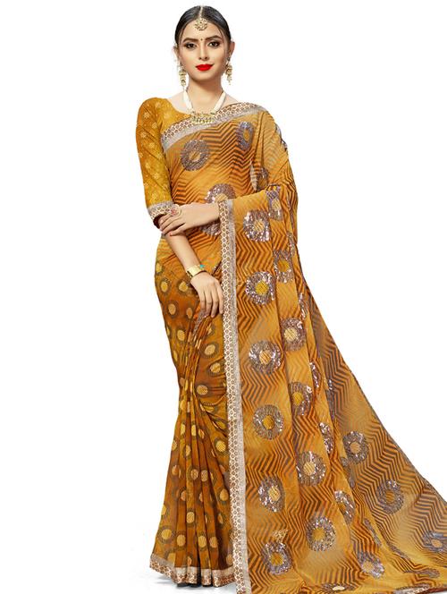 yellow self design saree - 19413879 - Very Small Image - 1