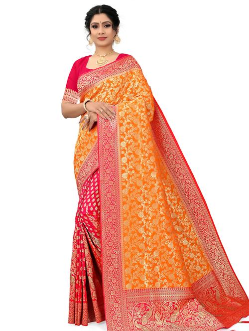 multi colored self design saree with blouse - 19413882 - Very Small Image - 1