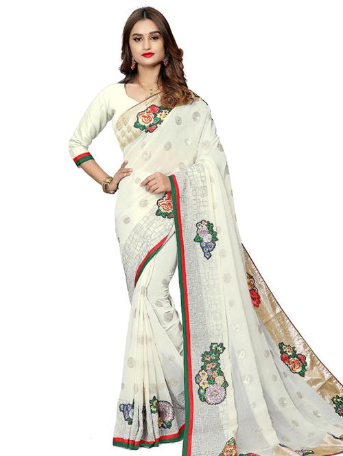 white self design saree with blouse - 19413885 - Very Small Image - 1