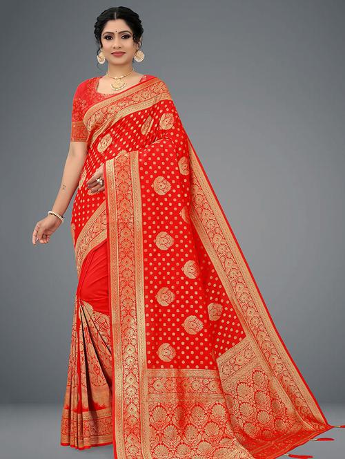 red self design saree - 19413896 - Very Small Image - 1