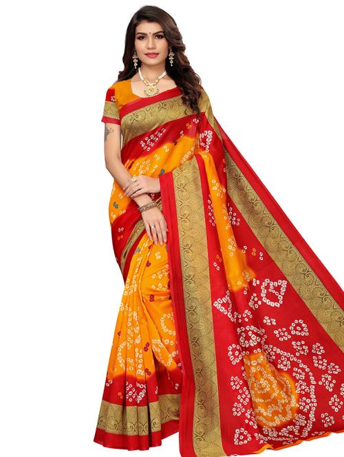 multi colored bandhani saree with blouse - 19413974 - Very Small Image - 1