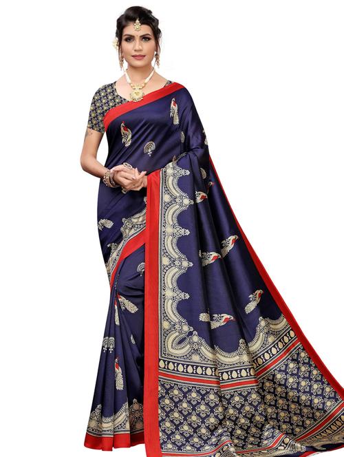 navy blue printed saree - 19413980 - Very Small Image - 1